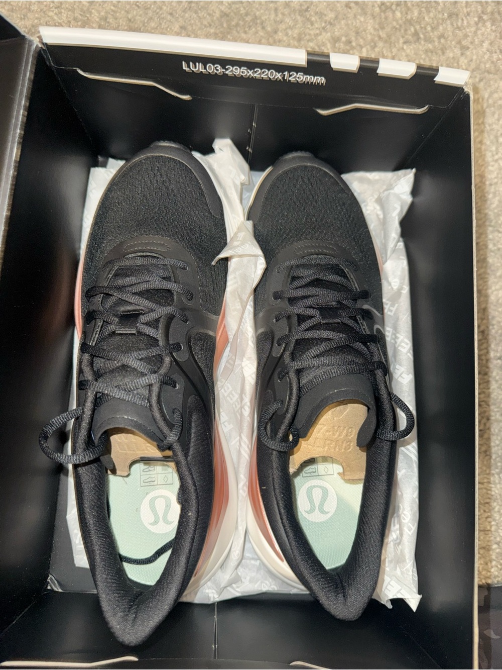 lululemon athletica Women’s Black and Coral Lace-Up Athletic Sneakers